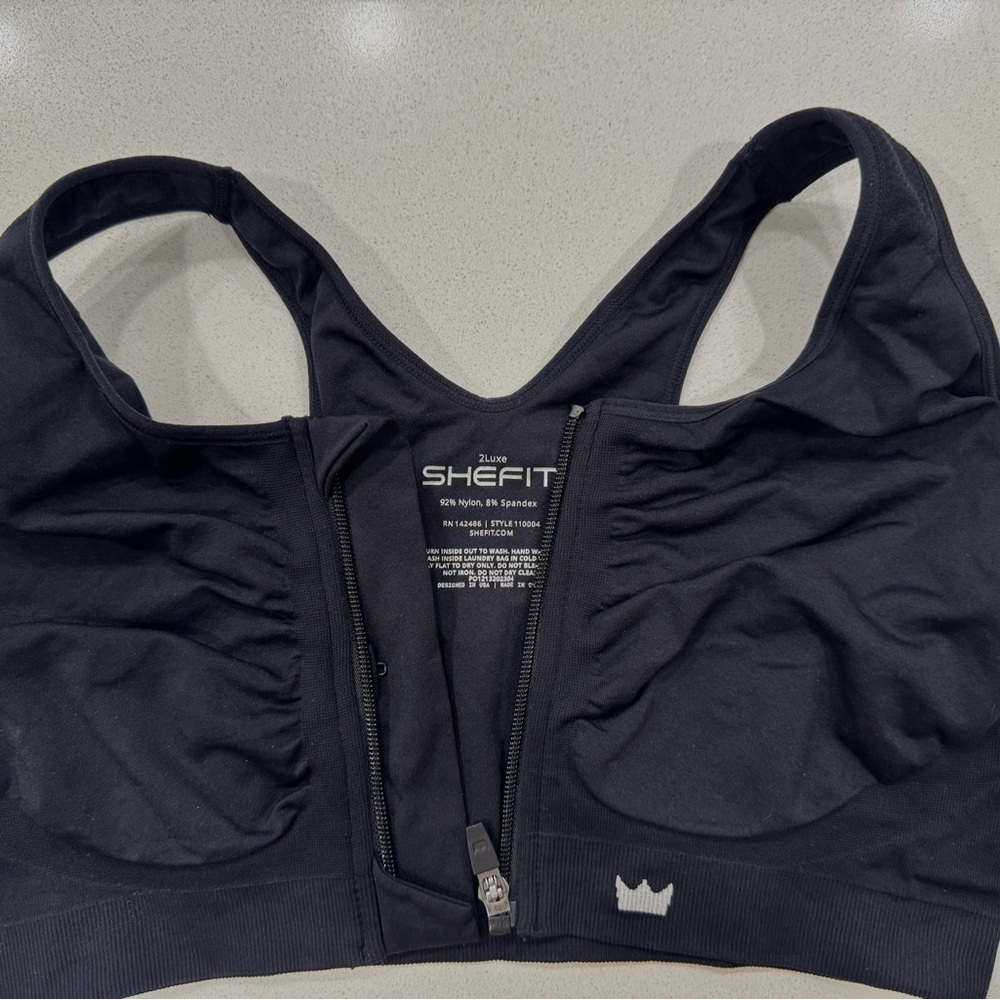 SHEFIT Black Zip-Front Lounge Bra 2LUXE (no inserts) NWOT (3 available)